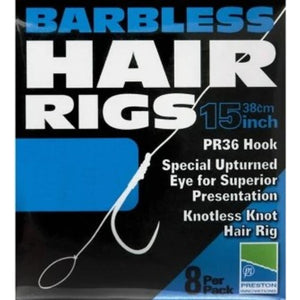 Preston Innovations Hair Rigs Long Barbless - 4" Hooklengths with PR-C1 Circle Hook