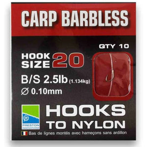 Preston Innovation Carp Hooks to Nylon Barbless