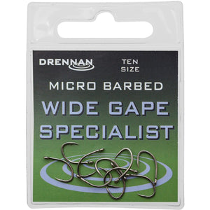 Drennan Wide Gape Specialist Micro Barbed Hooks | Versatile and Secure Fishing Hooks