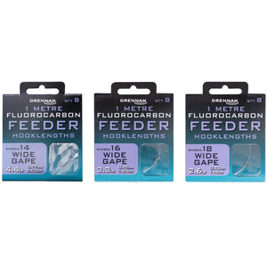 Drennan 1 Metre Fluorocarbon Feeder Hooklength - Wide Gape, Invisible & Durable