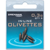 Drennan In-Line Olivettes Coarse Fishing Weights - Streamlined and Secure