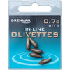 Drennan In-Line Olivettes Coarse Fishing Weights - Streamlined and Secure