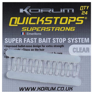 Korum Quickstops Superstong Super Fast Bait Stop Systeem Clear Qty 24 (KQS)