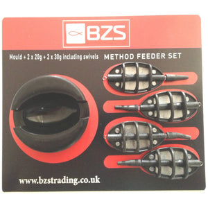 BZS Inline method feeder set 2 x 20g 2 x 30g soft touch mould included