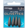 Drennan In-Line Olivettes Coarse Fishing Weights - Streamlined and Secure