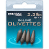 Drennan In-Line Olivettes Coarse Fishing Weights - Streamlined and Secure