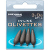 Drennan In-Line Olivettes Coarse Fishing Weights - Streamlined and Secure