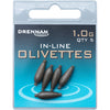 Drennan In-Line Olivettes Coarse Fishing Weights - Streamlined and Secure