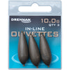 Drennan In-Line Olivettes Coarse Fishing Weights - Streamlined and Secure